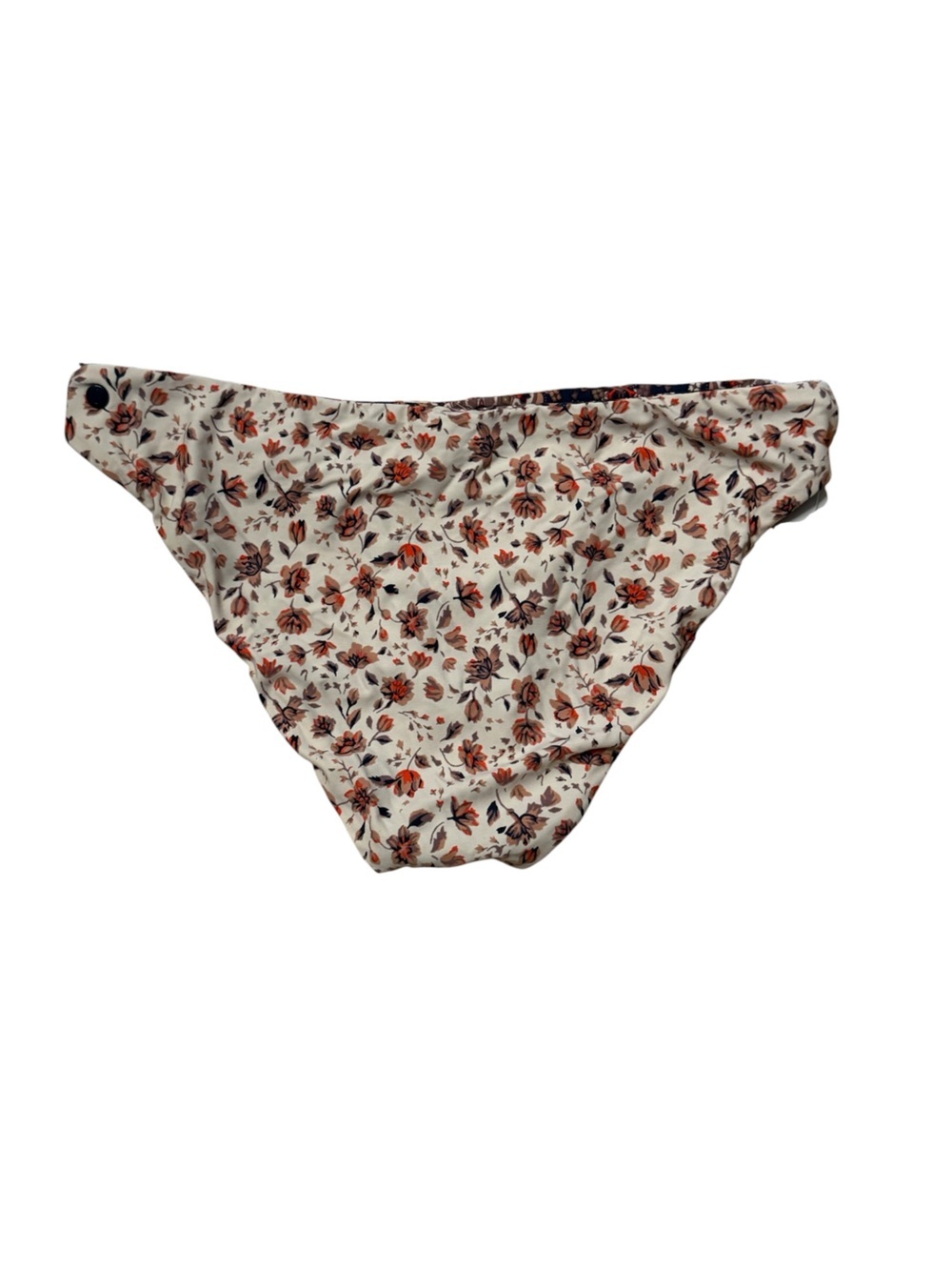 Volcom Cream Floral Bikini Bottoms with Rust and Brown Flowers Size S Reversible